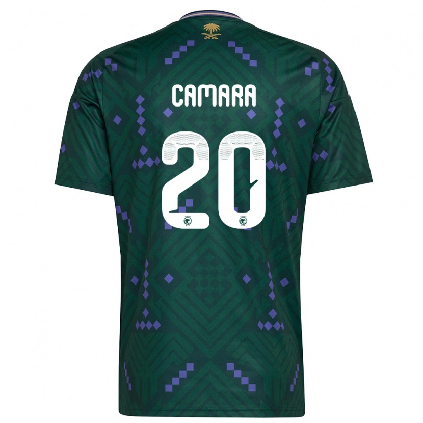 Danxen Hombre Camiseta Arabia Saudita Haroune Camara #20 Verde Púrpura Blanco 1ª Equipación 26-28 La Camisa México