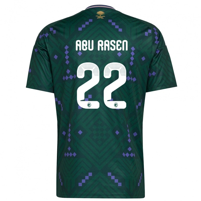 Danxen Hombre Camiseta Arabia Saudita Ahmad Abu Rasen #22 Verde Púrpura Blanco 1ª Equipación 26-28 La Camisa México