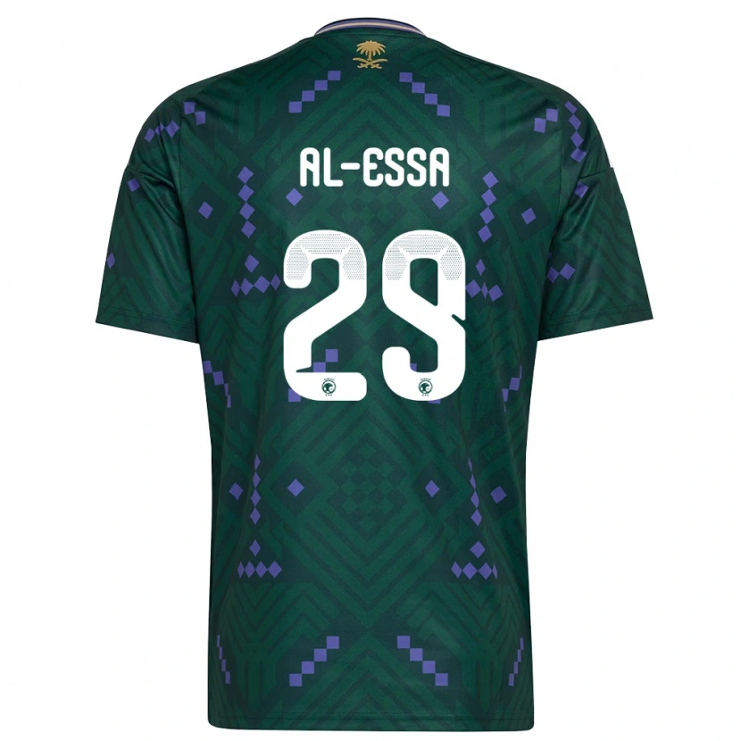 Danxen Hombre Camiseta Arabia Saudita Ali Al-Essa #29 Verde Púrpura Blanco 1ª Equipación 26-28 La Camisa México