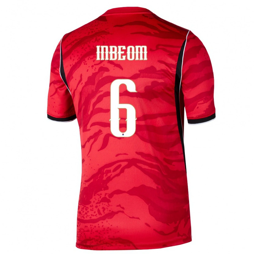 Danxen Hombre Camiseta Corea Del Sur In-Beom Hwang #6 Rojo Blanco Negro 1ª Equipación 26-28 La Camisa México