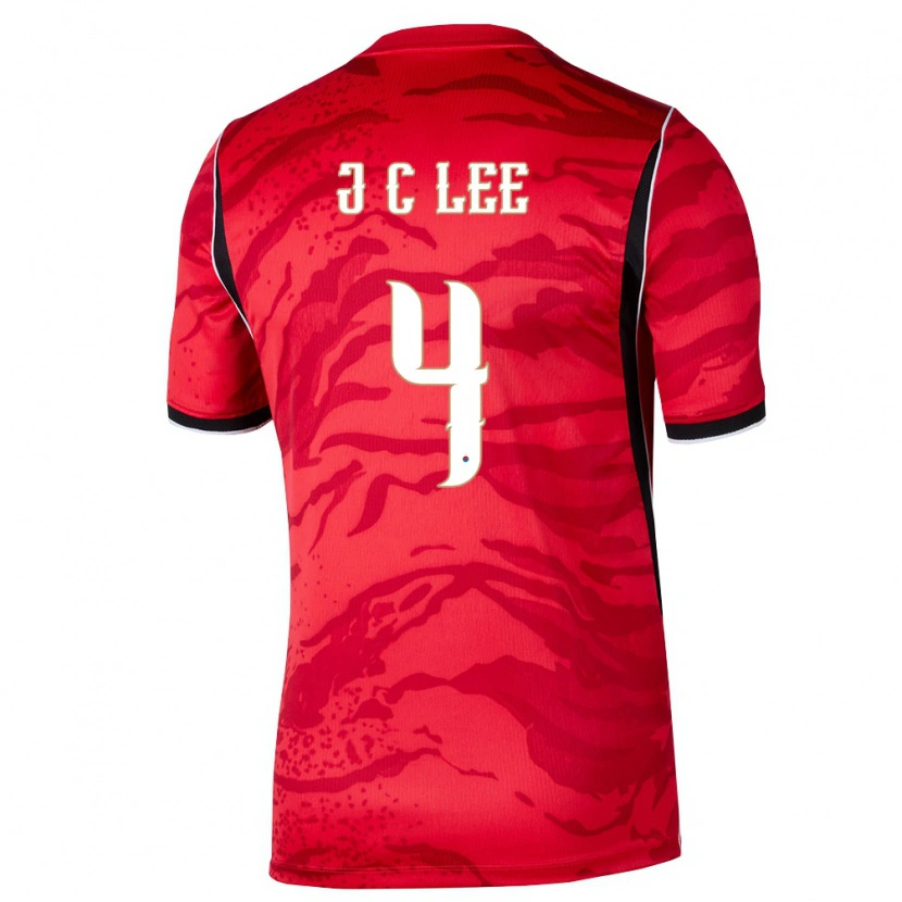 Danxen Hombre Camiseta Corea Del Sur Chan-Jun Lee #4 Rojo Blanco Negro 1ª Equipación 26-28 La Camisa México
