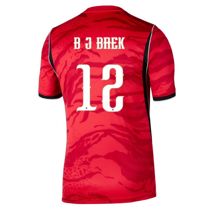 Danxen Hombre Camiseta Corea Del Sur Jong-Beom Baek #12 Rojo Blanco Negro 1ª Equipación 26-28 La Camisa México