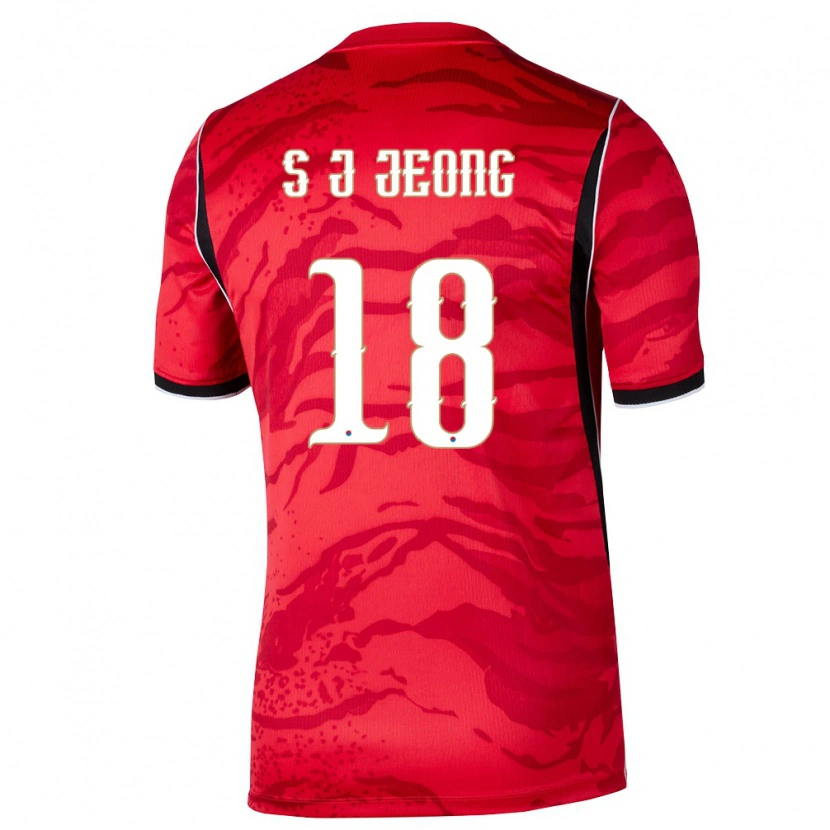 Danxen Hombre Camiseta Corea Del Sur Jae-Sang Jeong #18 Rojo Blanco Negro 1ª Equipación 26-28 La Camisa México