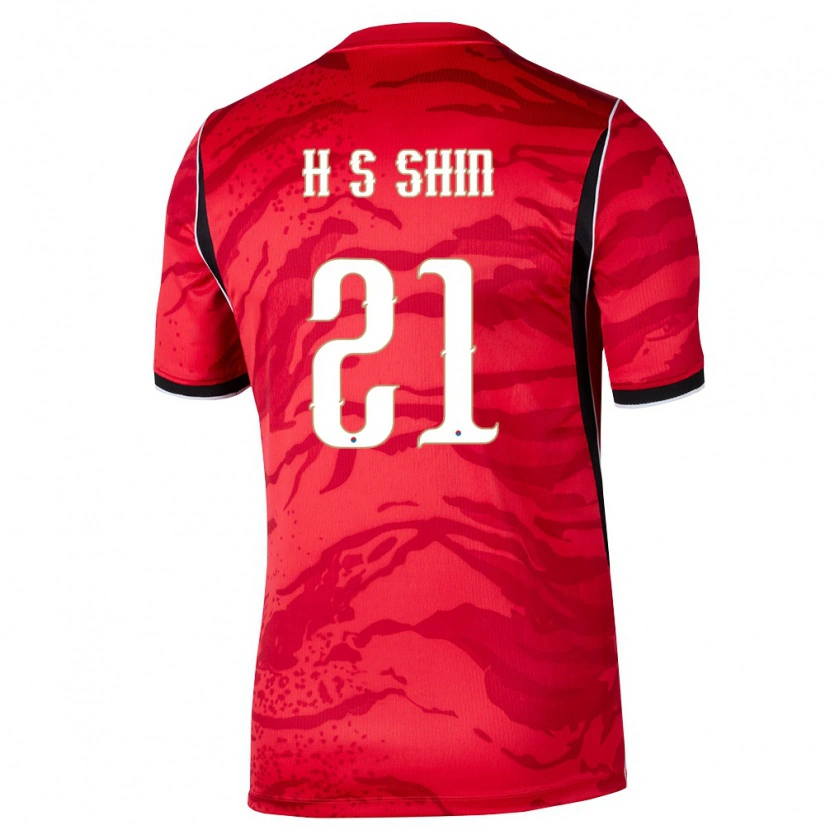 Danxen Hombre Camiseta Corea Del Sur Song-Hoon Shin #21 Rojo Blanco Negro 1ª Equipación 26-28 La Camisa México