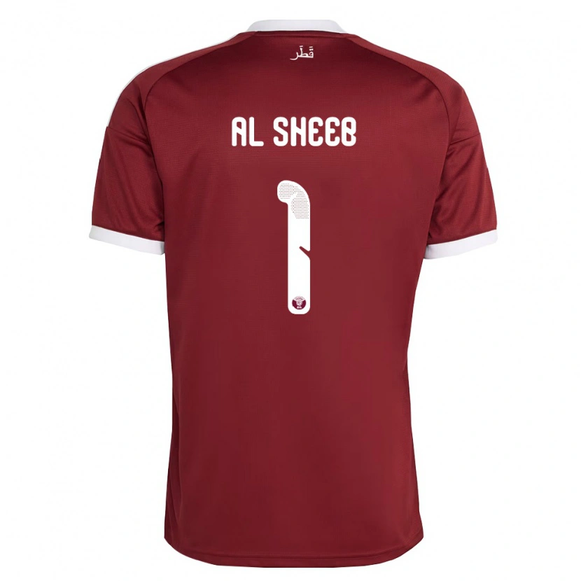 Danxen Hombre Camiseta Catar Saad Al Sheeb #1 Rojo Borgoña Blanco 1ª Equipación 26-28 La Camisa México