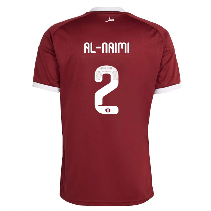 Danxen Hombre Camiseta Catar Amna Al Naimi #2 Rojo Borgoña Blanco 1ª Equipación 26-28 La Camisa México