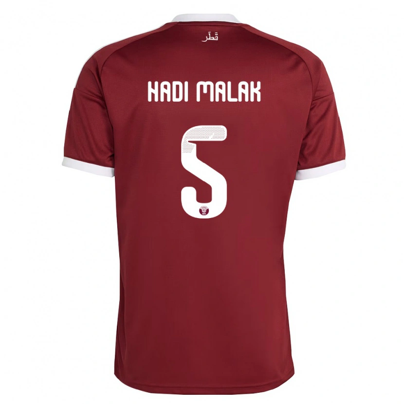 Danxen Hombre Camiseta Catar Karam Malak #5 Rojo Borgoña Blanco 1ª Equipación 26-28 La Camisa México