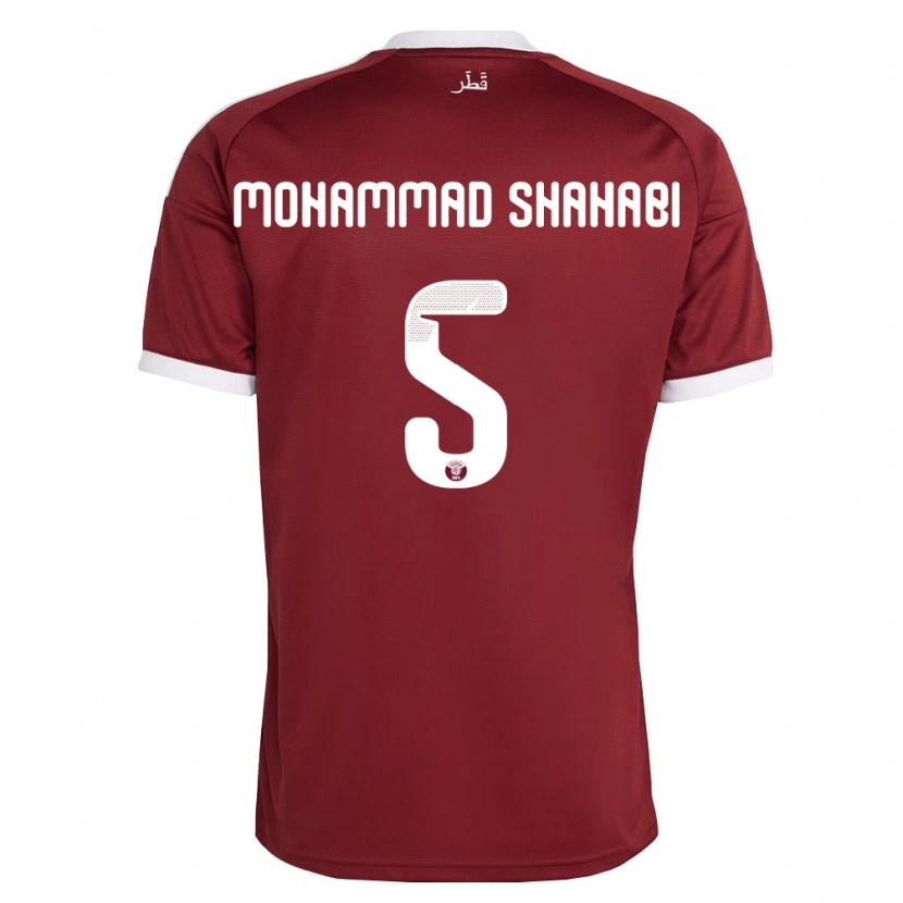 Danxen Hombre Camiseta Catar Ali Mohammad Shahabi #5 Rojo Borgoña Blanco 1ª Equipación 26-28 La Camisa México
