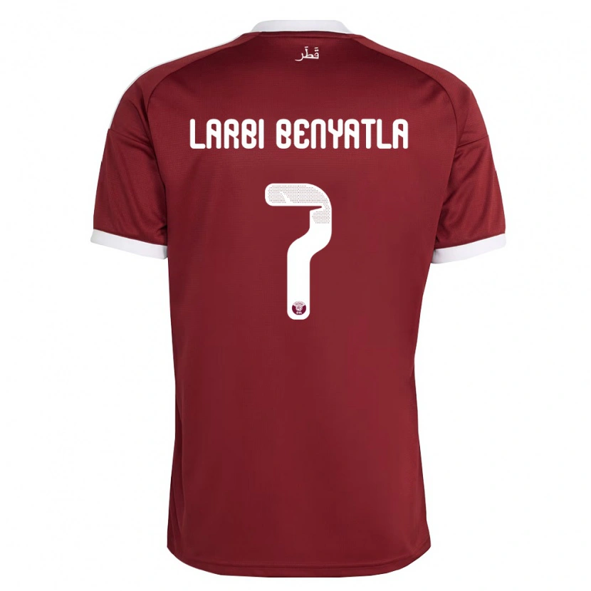 Danxen Hombre Camiseta Catar Dhiaeddine Larbi Benyatla #7 Rojo Borgoña Blanco 1ª Equipación 26-28 La Camisa México