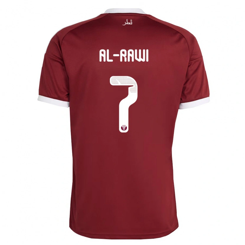 Danxen Hombre Camiseta Catar Ahmed Al-Rawi #7 Rojo Borgoña Blanco 1ª Equipación 26-28 La Camisa México