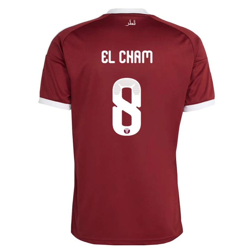 Danxen Hombre Camiseta Catar Richard El Cham #8 Rojo Borgoña Blanco 1ª Equipación 26-28 La Camisa México
