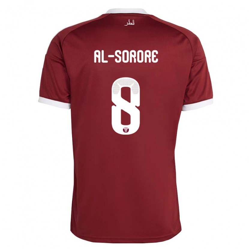 Danxen Hombre Camiseta Catar Asma Al Sorore #8 Rojo Borgoña Blanco 1ª Equipación 26-28 La Camisa México