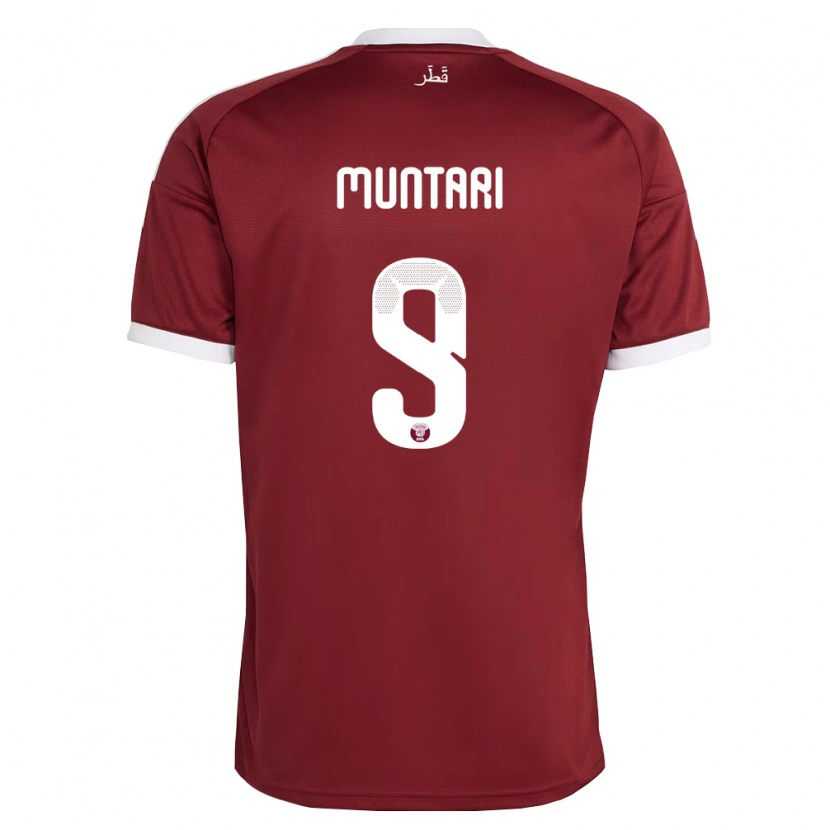 Danxen Hombre Camiseta Catar Mohammed Muntari #9 Rojo Borgoña Blanco 1ª Equipación 26-28 La Camisa México