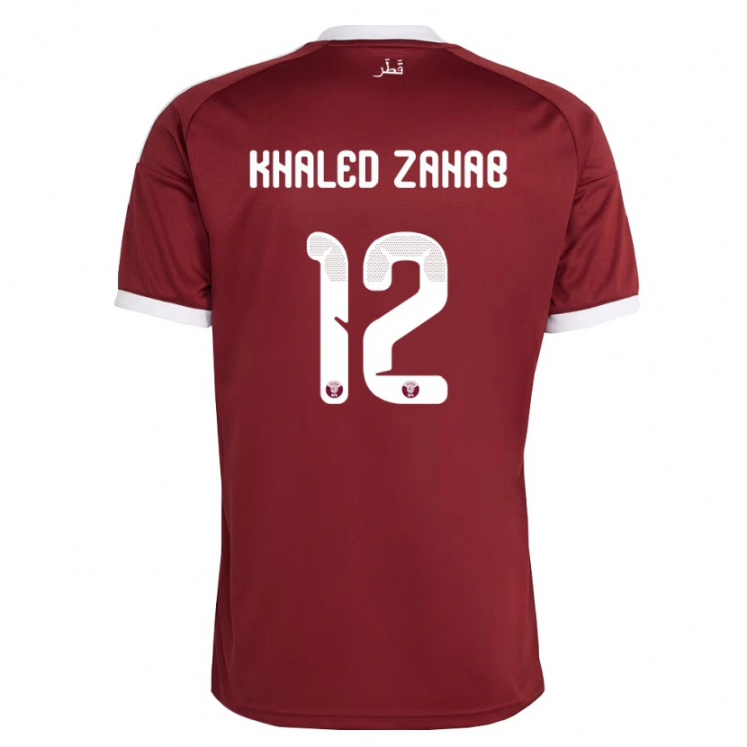Danxen Hombre Camiseta Catar Abdelrahman Zahab #12 Rojo Borgoña Blanco 1ª Equipación 26-28 La Camisa México