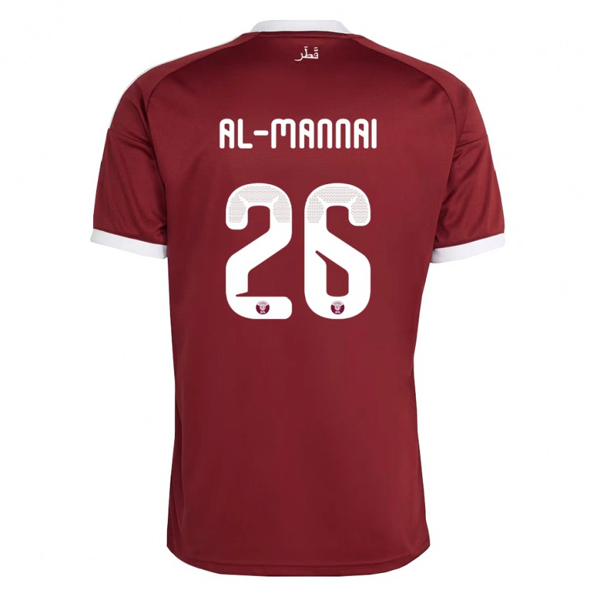 Danxen Hombre Camiseta Catar Mohamed Al-Mannai #26 Rojo Borgoña Blanco 1ª Equipación 26-28 La Camisa México