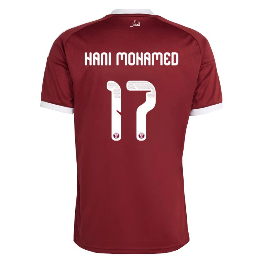 Danxen Hombre Camiseta Catar Yazan Mohamed #17 Rojo Borgoña Blanco 1ª Equipación 26-28 La Camisa México