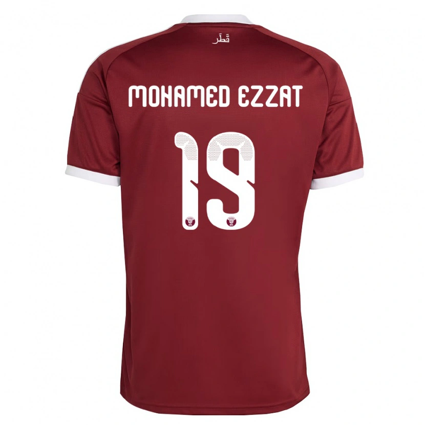 Danxen Hombre Camiseta Catar Amr Mohamed Ezzat #19 Rojo Borgoña Blanco 1ª Equipación 26-28 La Camisa México