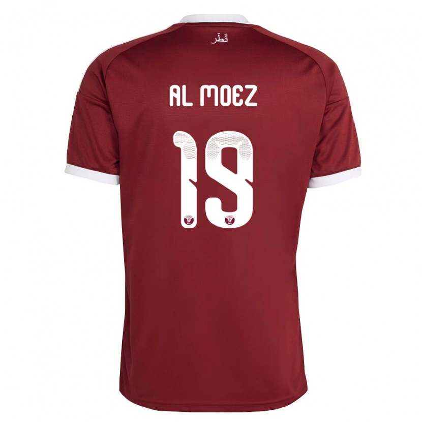 Danxen Hombre Camiseta Catar Almoez Ali #19 Rojo Borgoña Blanco 1ª Equipación 26-28 La Camisa México