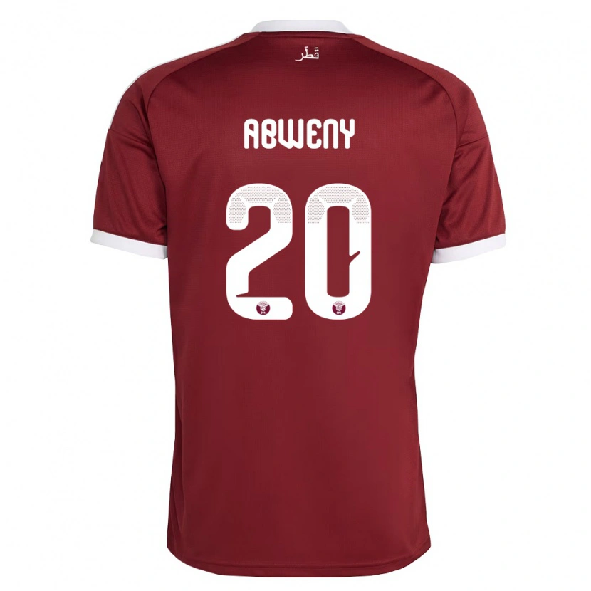 Danxen Hombre Camiseta Catar Anas Abweny #20 Rojo Borgoña Blanco 1ª Equipación 26-28 La Camisa México