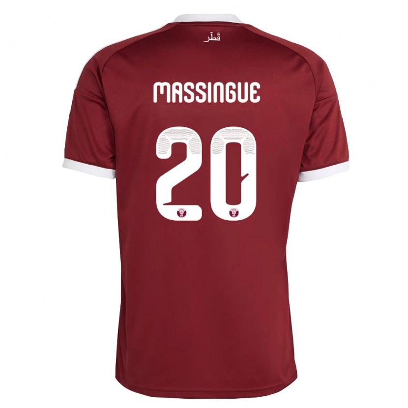 Danxen Hombre Camiseta Catar Kelvin Massingue #20 Rojo Borgoña Blanco 1ª Equipación 26-28 La Camisa México