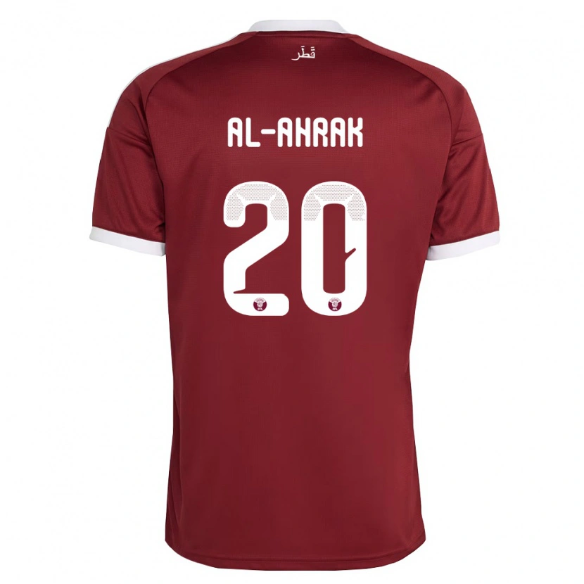 Danxen Hombre Camiseta Catar Abdullah Al-Ahrak #20 Rojo Borgoña Blanco 1ª Equipación 26-28 La Camisa México