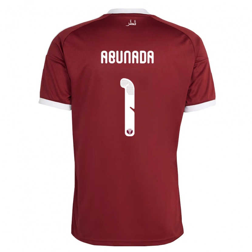 Danxen Hombre Camiseta Catar Mahmoud Abunada #1 Rojo Borgoña Blanco 1ª Equipación 26-28 La Camisa México