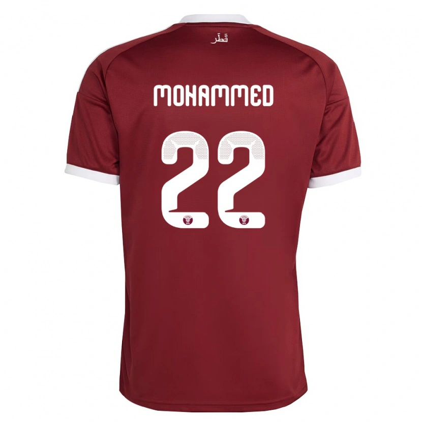 Danxen Hombre Camiseta Catar Ali Mohammed #22 Rojo Borgoña Blanco 1ª Equipación 26-28 La Camisa México