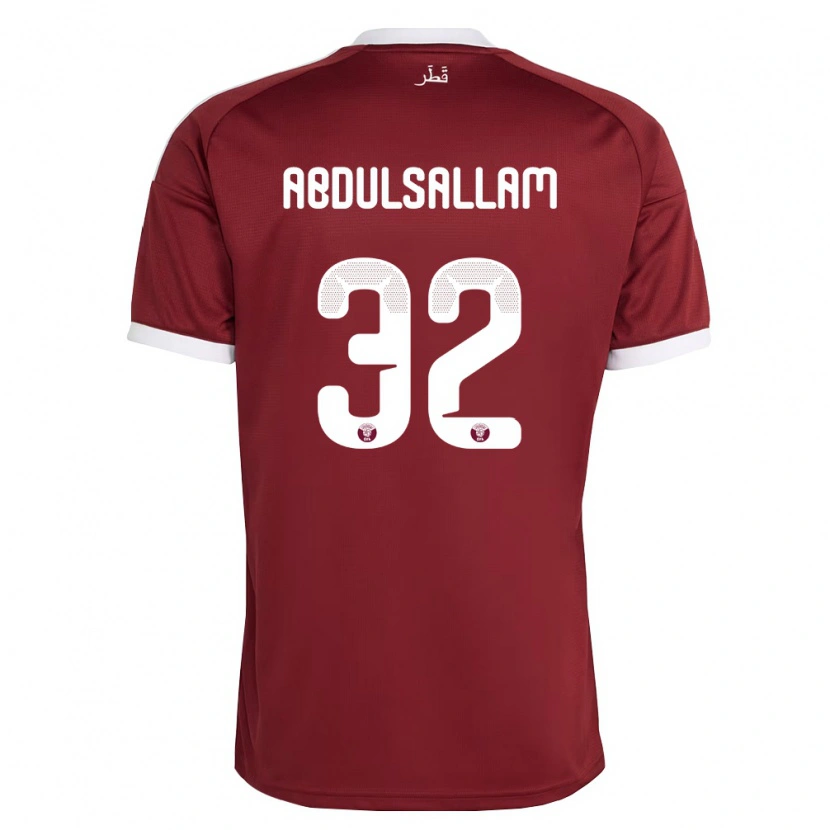 Danxen Hombre Camiseta Catar Jassem Gaber Abdulsallam #32 Rojo Borgoña Blanco 1ª Equipación 26-28 La Camisa México
