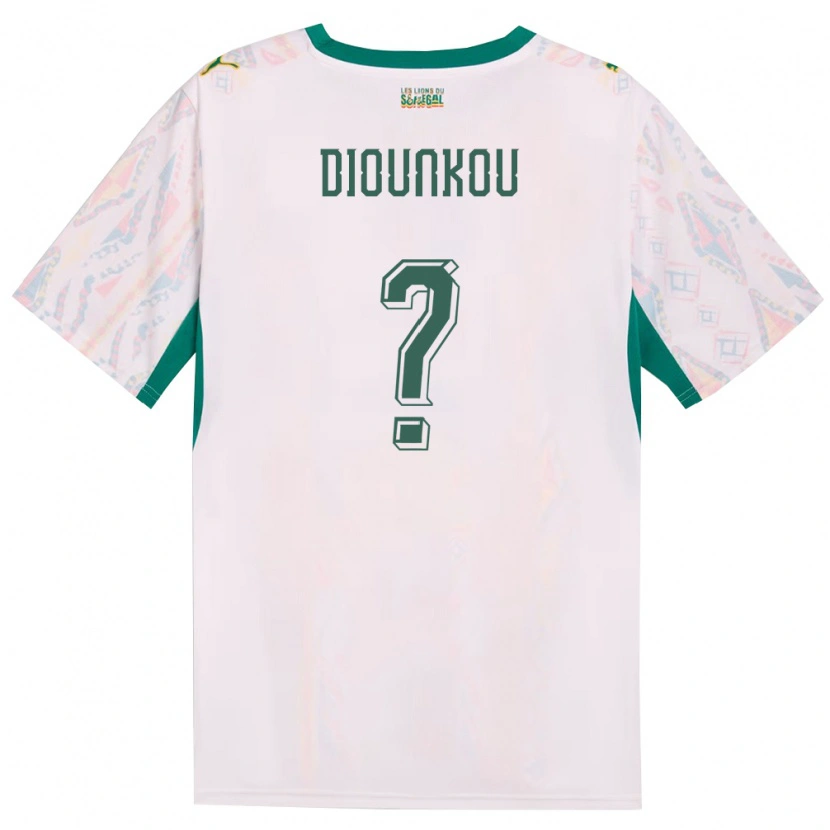 Danxen Hombre Camiseta Senegal Alpha Diounkou #0 Blanco Verde Amarillo 1ª Equipación 26-28 La Camisa México