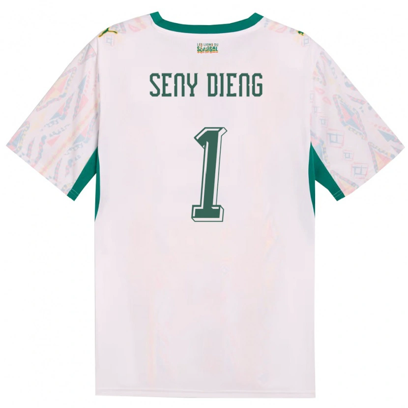 Danxen Hombre Camiseta Senegal Seny Dieng #1 Blanco Verde Amarillo 1ª Equipación 26-28 La Camisa México