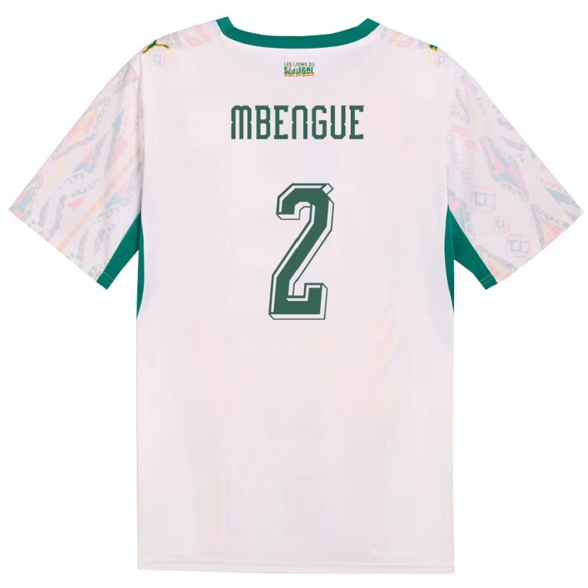 Danxen Hombre Camiseta Senegal Lamine Mbengue #2 Blanco Verde Amarillo 1ª Equipación 26-28 La Camisa México