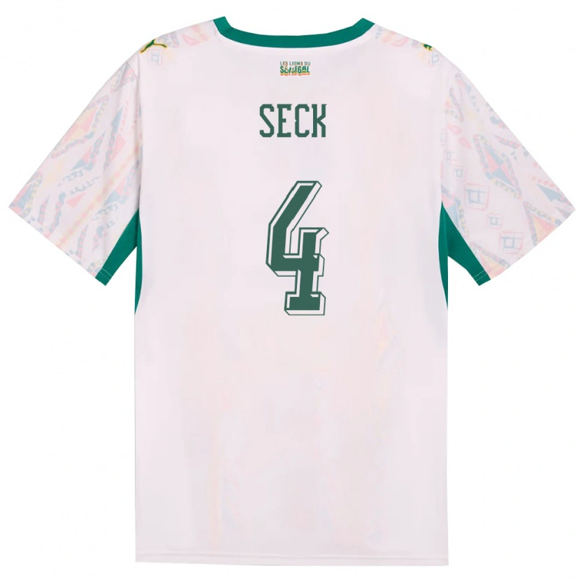 Danxen Hombre Camiseta Senegal Abdoulaye Seck #4 Blanco Verde Amarillo 1ª Equipación 26-28 La Camisa México