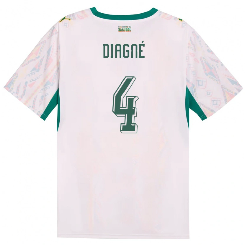 Danxen Hombre Camiseta Senegal Cavin Diagne #4 Blanco Verde Amarillo 1ª Equipación 26-28 La Camisa México