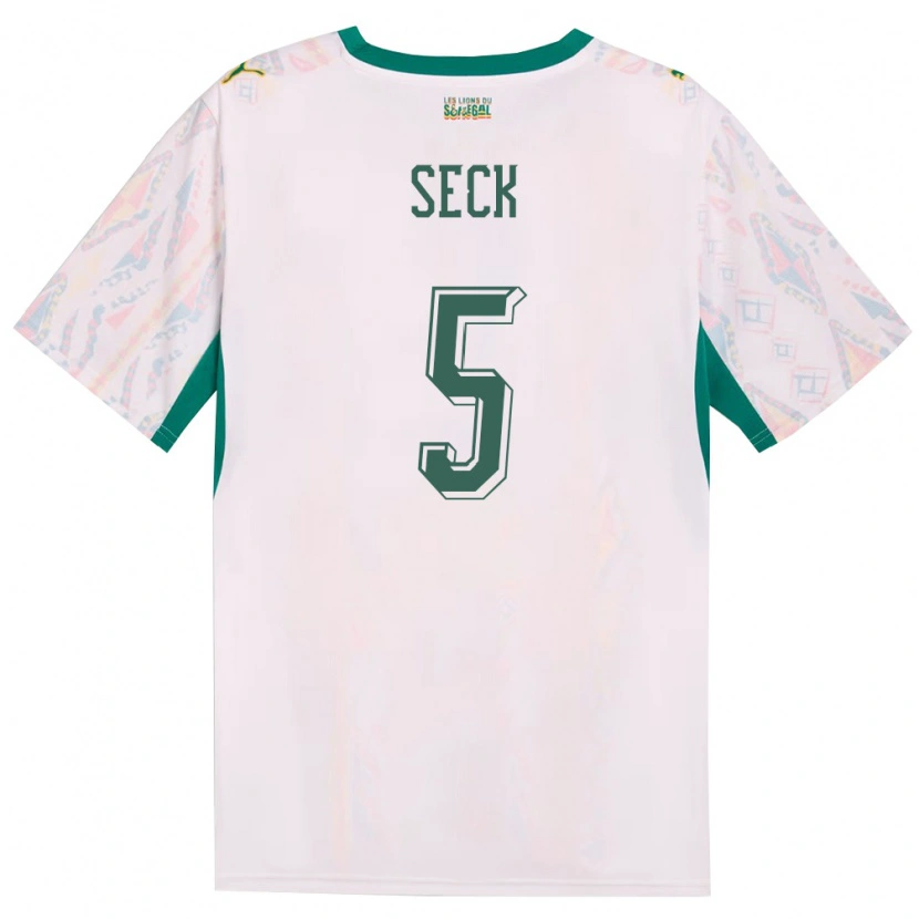 Danxen Hombre Camiseta Senegal Ibrahima Seck #5 Blanco Verde Amarillo 1ª Equipación 26-28 La Camisa México