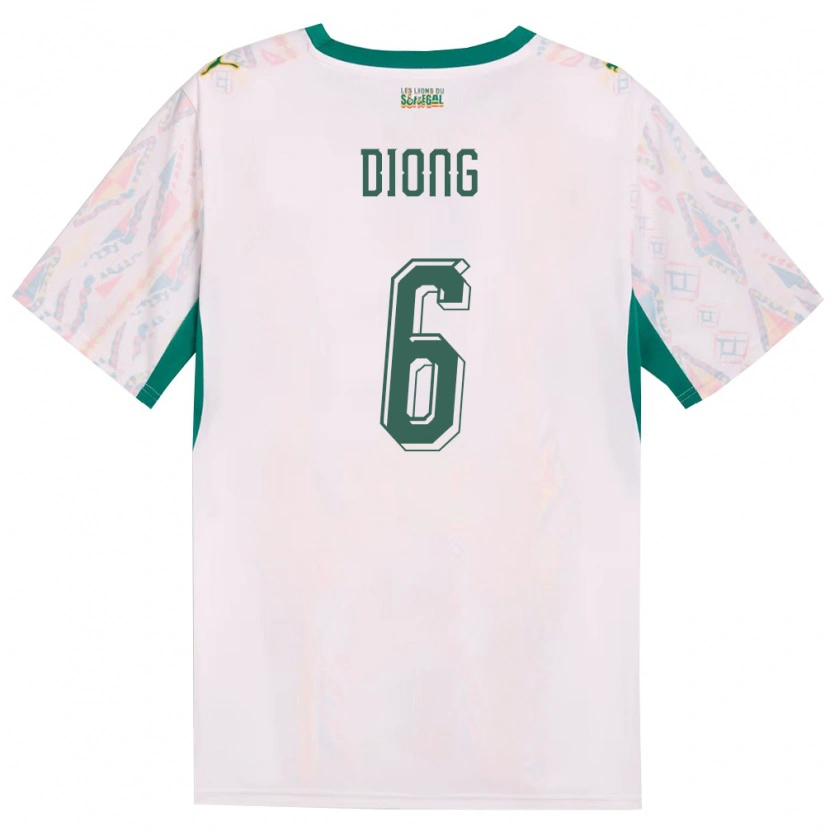 Danxen Hombre Camiseta Senegal Pape Diong #6 Blanco Verde Amarillo 1ª Equipación 26-28 La Camisa México