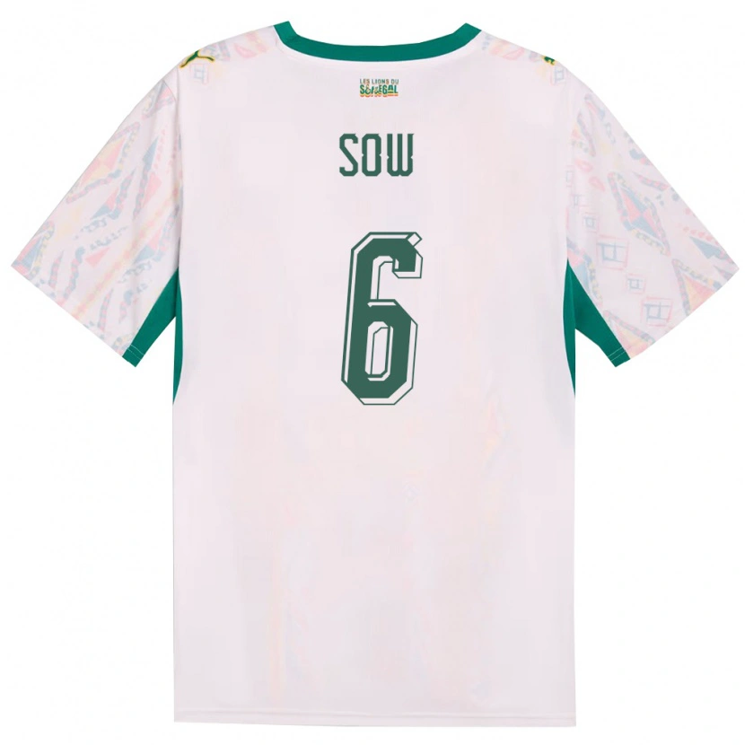 Danxen Hombre Camiseta Senegal Mame Sow #6 Blanco Verde Amarillo 1ª Equipación 26-28 La Camisa México