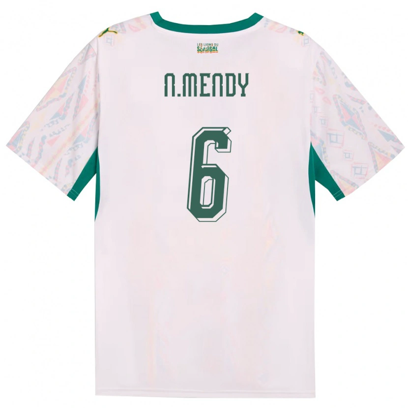 Danxen Hombre Camiseta Senegal Nampalys Mendy #6 Blanco Verde Amarillo 1ª Equipación 26-28 La Camisa México