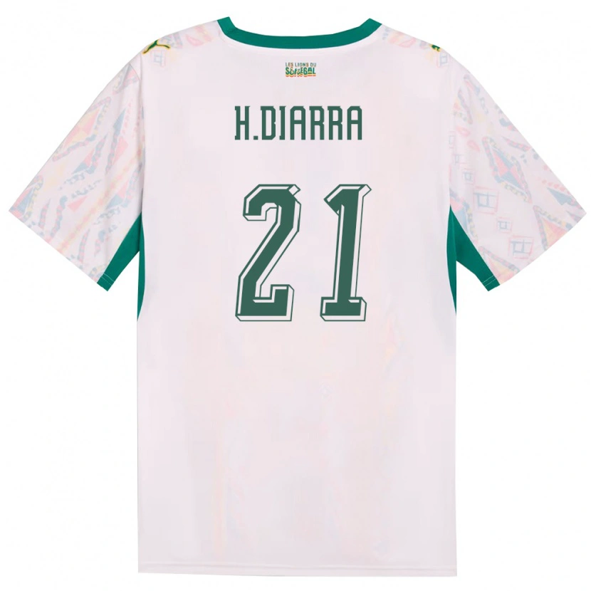 Danxen Hombre Camiseta Senegal Habib Diarra #21 Blanco Verde Amarillo 1ª Equipación 26-28 La Camisa México