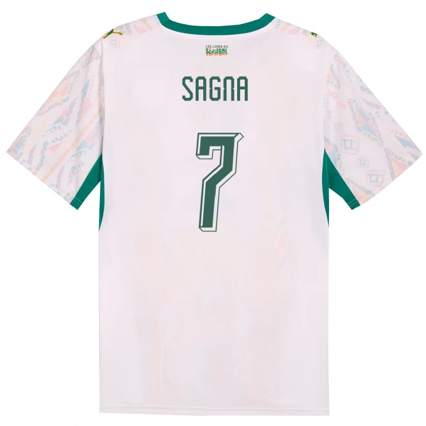 Danxen Hombre Camiseta Senegal Amadou Sagna #7 Blanco Verde Amarillo 1ª Equipación 26-28 La Camisa México
