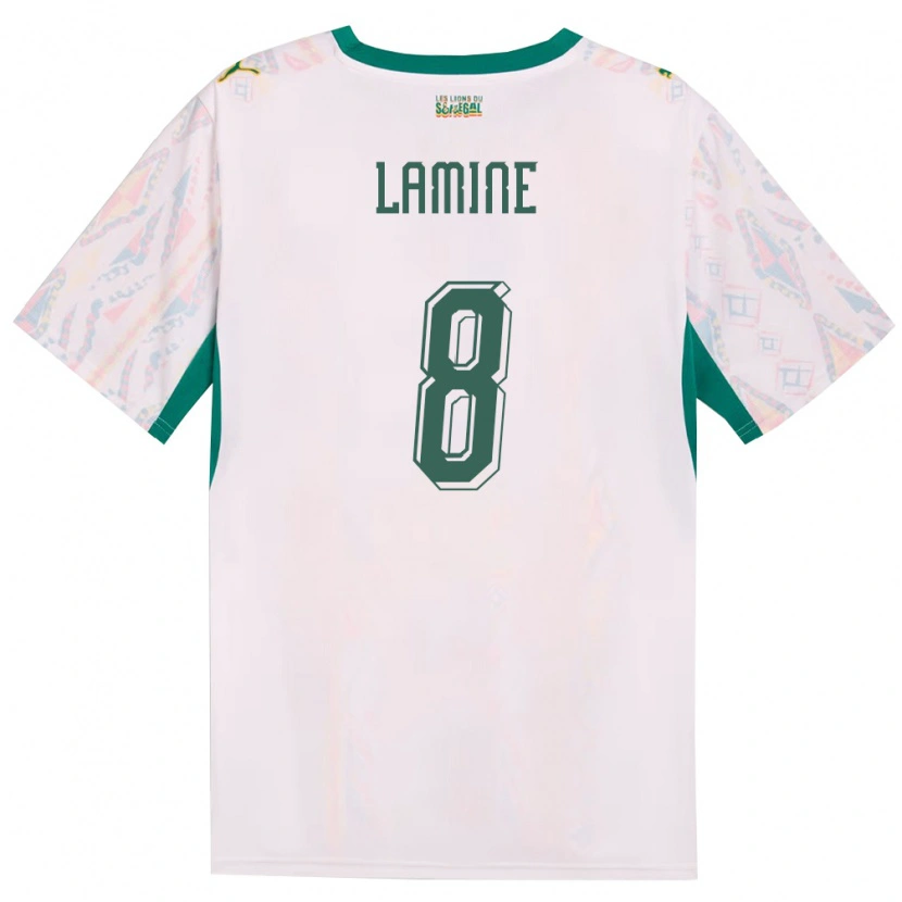 Danxen Hombre Camiseta Senegal Lamine Camara #8 Blanco Verde Amarillo 1ª Equipación 26-28 La Camisa México