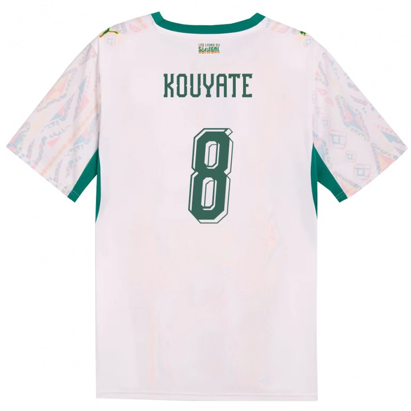 Danxen Hombre Camiseta Senegal Cheikhou Kouyate #8 Blanco Verde Amarillo 1ª Equipación 26-28 La Camisa México