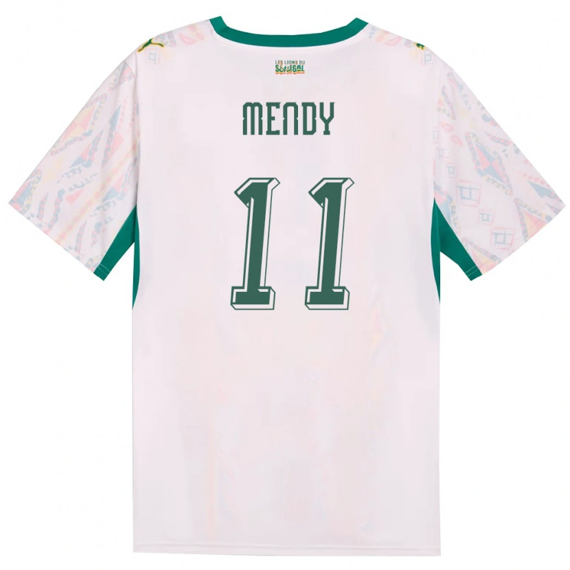 Danxen Hombre Camiseta Senegal Victor Mendy #11 Blanco Verde Amarillo 1ª Equipación 26-28 La Camisa México