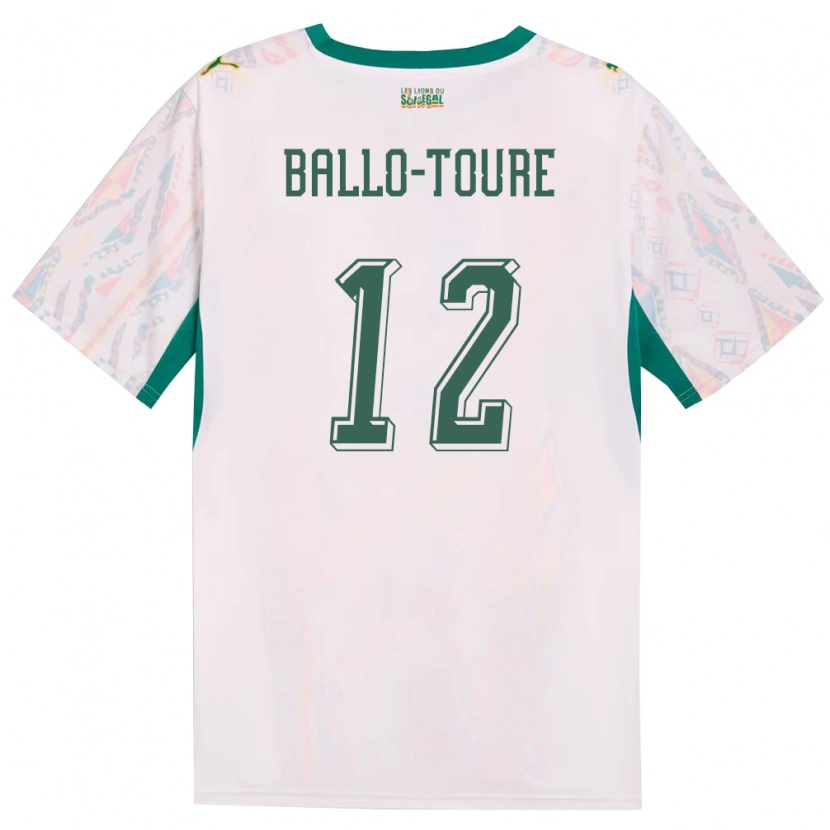 Danxen Hombre Camiseta Senegal Fode Ballo-Toure #12 Blanco Verde Amarillo 1ª Equipación 26-28 La Camisa México