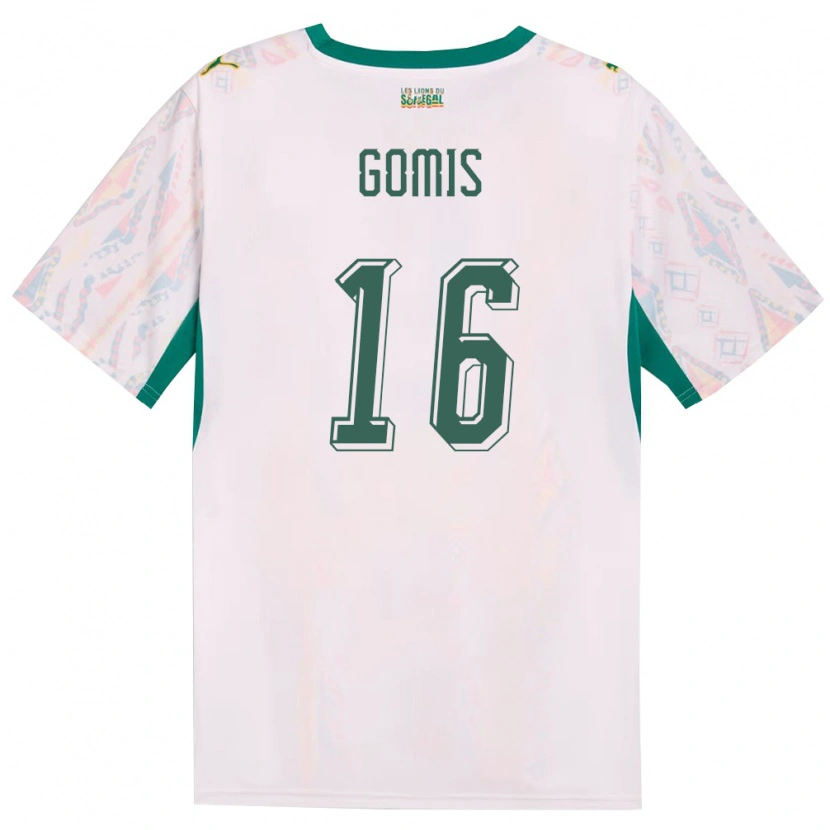 Danxen Hombre Camiseta Senegal Vincent Gomis #16 Blanco Verde Amarillo 1ª Equipación 26-28 La Camisa México