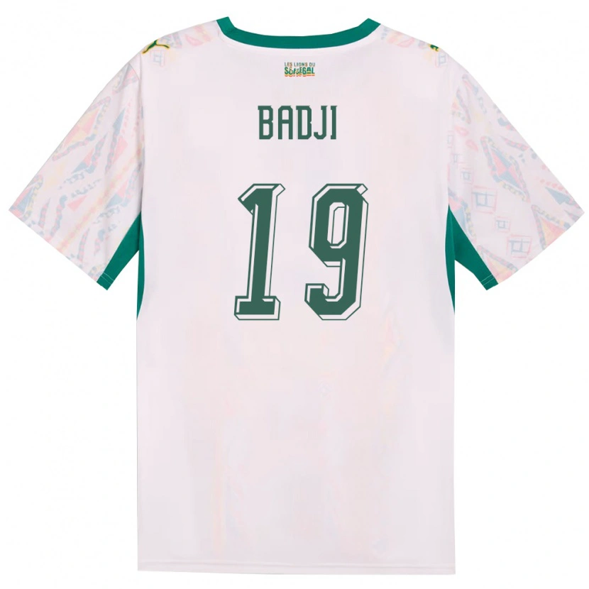 Danxen Hombre Camiseta Senegal Youssouph Badji #19 Blanco Verde Amarillo 1ª Equipación 26-28 La Camisa México