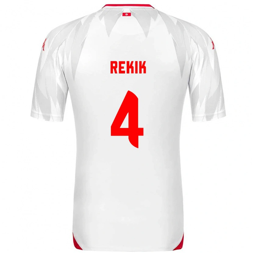 Danxen Hombre Camiseta Túnez Omar Rekik #4 Blanco Rojo 1ª Equipación 26-28 La Camisa México