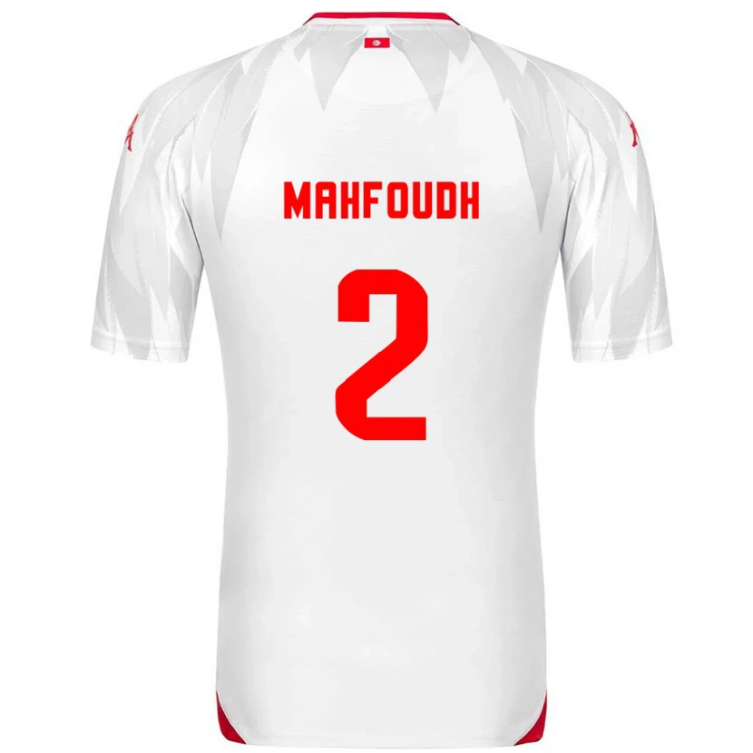 Danxen Hombre Camiseta Túnez Dhikra Mahfoudh #2 Blanco Rojo 1ª Equipación 26-28 La Camisa México