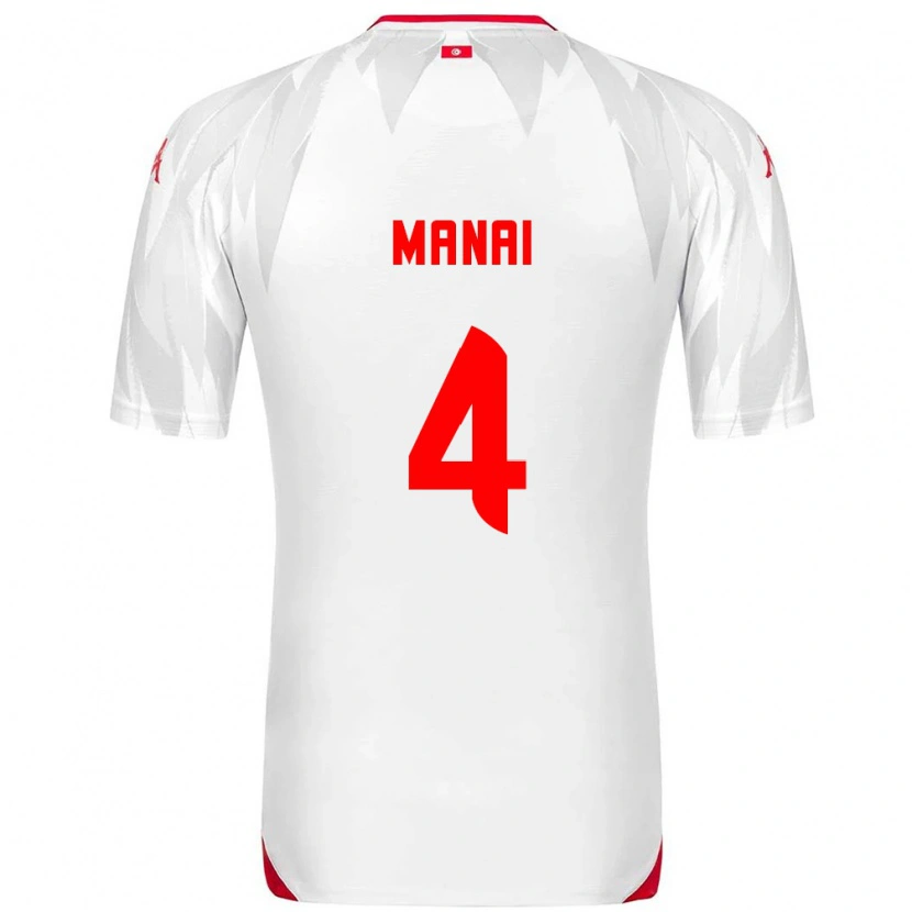 Danxen Hombre Camiseta Túnez Jassin Manai #4 Blanco Rojo 1ª Equipación 26-28 La Camisa México