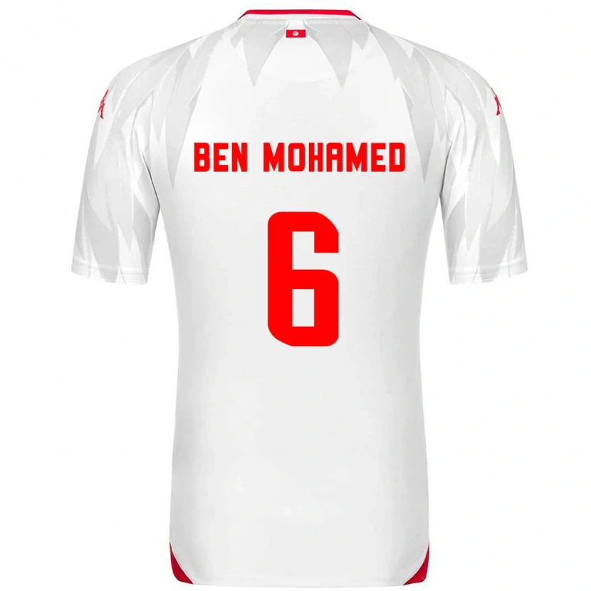 Danxen Hombre Camiseta Túnez Amir Ben Mohamed #6 Blanco Rojo 1ª Equipación 26-28 La Camisa México