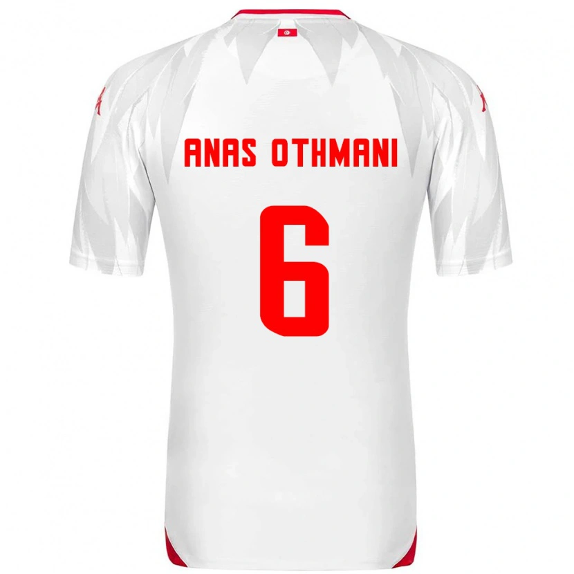Danxen Hombre Camiseta Túnez Mohamed Anas Othmani #6 Blanco Rojo 1ª Equipación 26-28 La Camisa México